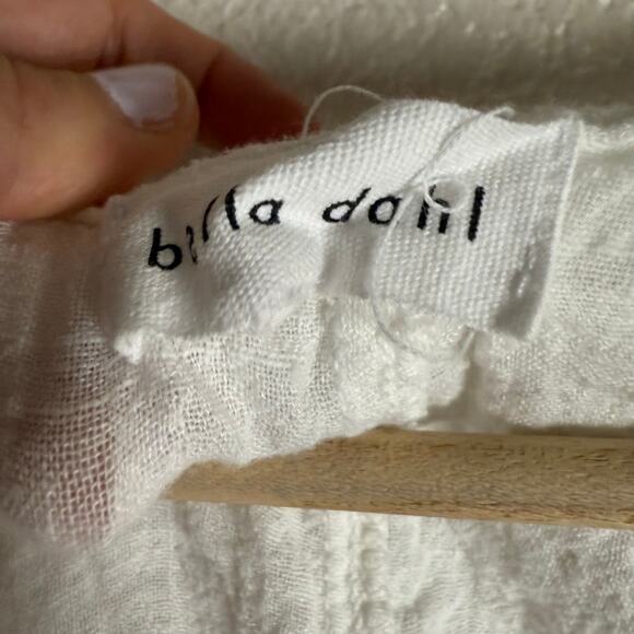 Bella Dahl White 2 Piece Side Slit Tie Front Wide Leg Coastal Beach Pant Top Set - Picture 9 of 11